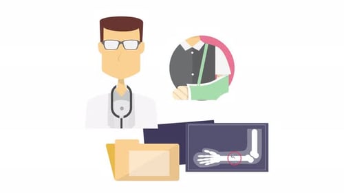 Animated Medical Icons with X-ray Fracture Highlight