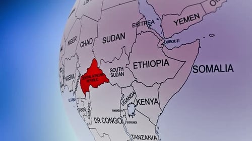 Rotating Earth Globe Approaches Central African Republic