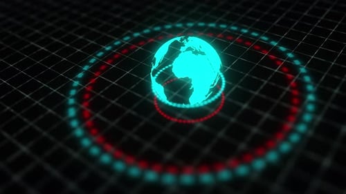 Futuristic Rotating Digital Globe Interface Animation