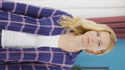 Woman with Wavy Hair Indoors