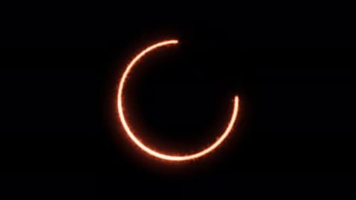 circle shape frame glowing neon lights loop animation on black screen.