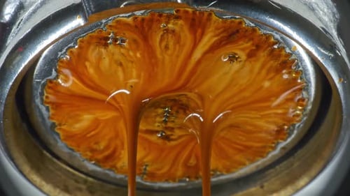 Espresso Machine Filter Pours Rich Brown Coffee