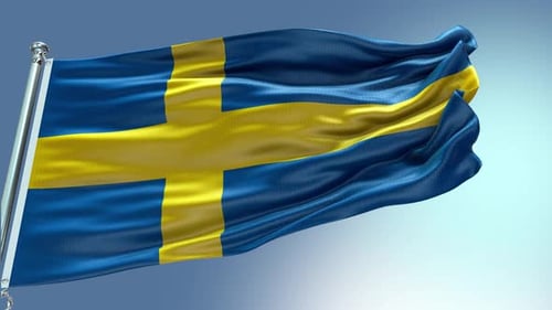 Realistic Waving Flag of Sweden Seamless Loop Animation
