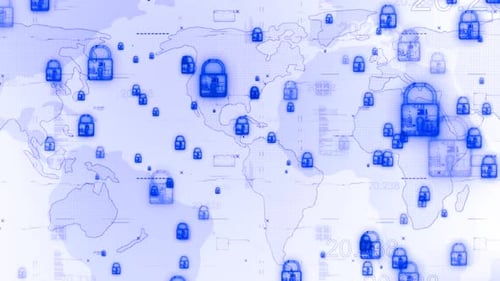 Cyber Security Lock Animation Background