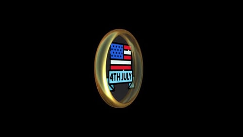 Rotating Fourth of July Flag Badge Animation