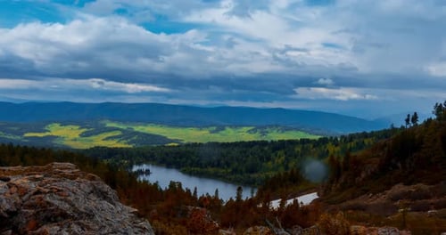Mountain Lake Timelapse at the Summer or Autumn Time