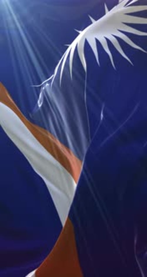 Marshall Islands Flag Waving Seamlessly with Sunbeams