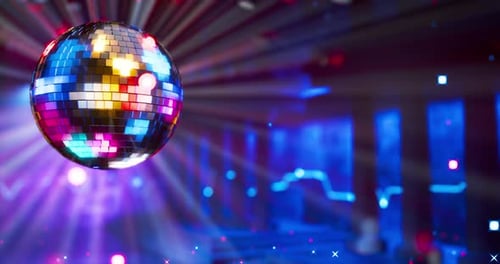 Smooth rotation of the disco ball with reflections. VJ loop. Dance music. Intro for a music track. D