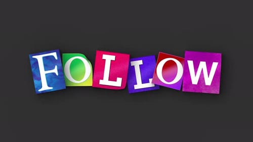 Colorful Paper Cutout Follow Call to Action