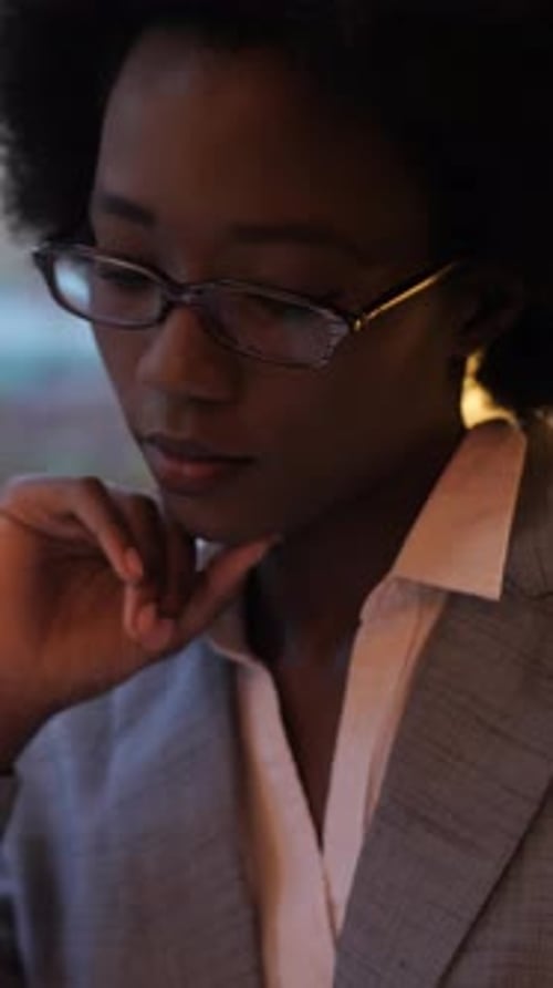 Successful Business Lady Sitting at Cafe