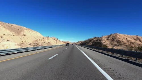 Driving Car POV On Highway in USA at a sunny day