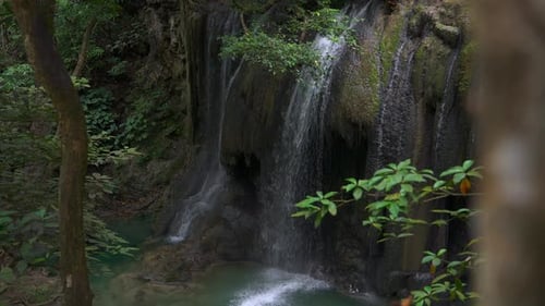 Small Waterfall in a Green Forest