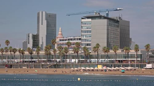 Barcelona Beach Skyline Viewed From the Port