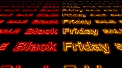 Black Friday Sale Red and Yellow Neon Glow Text Loop Animation