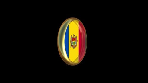 Moldova National Flag 3D Spinning Button Animation