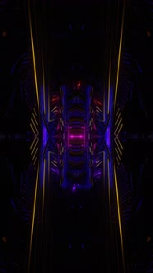 Vertical Video of Neon Glowing Abstract Background with Shifting Geometric Forms