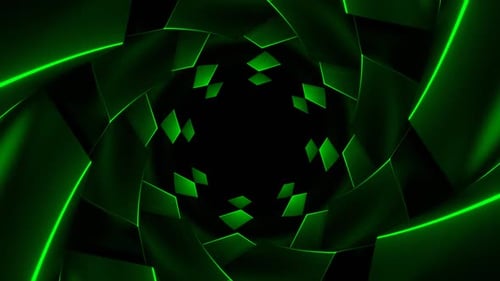 Green Star Shape Spiral Background Vj Loop In HD
