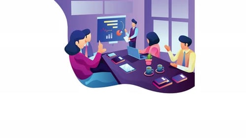 Animated Business Meeting Presentation in Corporate Office