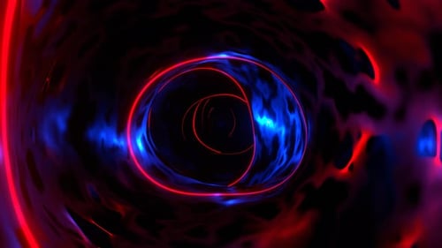 Deep Blue And Red Fantasy Corridor Wormhole With Neon Light Background Vj Loop In 4K