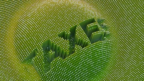 Text Reveal from Abstract Green Cube Grid Animation