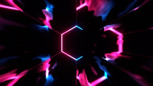 Blue And Pink Vortex Gate Neon Energy Flow Background VJ Loop In 4K