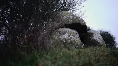 Old German dolmen stone megalithic monument site in countryside