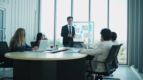 Business Presentation at Modern Office Conference Table