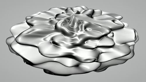 Seamless Loop of Abstract Metallic Fluid Morphing Background