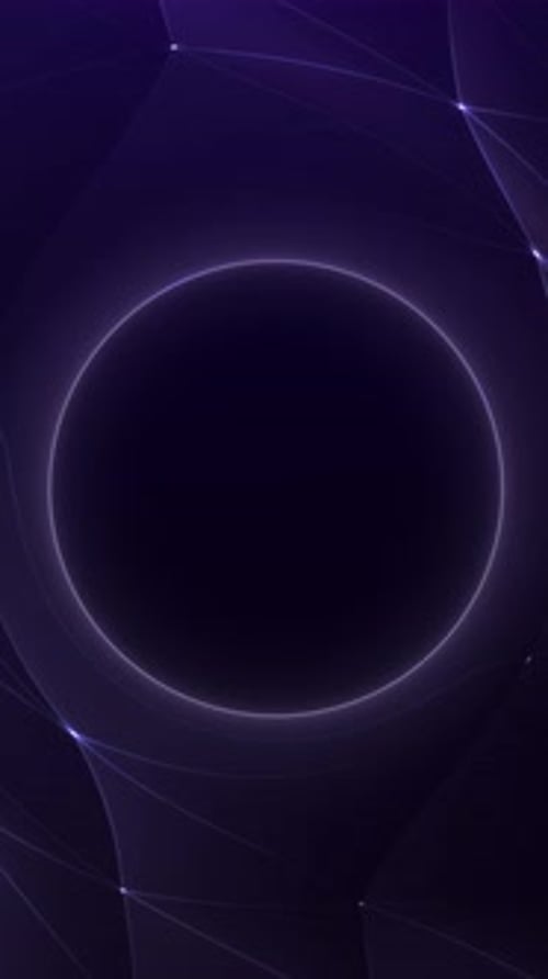 Minimal neon circle on dark blue background with soft glowing ring and clean tech aesthetic