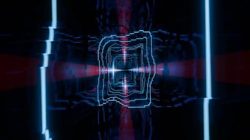 0003 Hd30 10001 0250Futuristic 3d render, vj loop, technology tunnel with lights reflections metal
