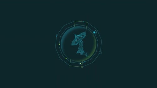 HUD-Elementanimation eines virtuellen 3D-Radioteleskops