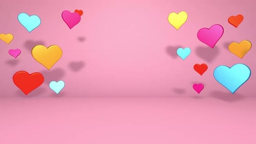 Animated 3D Floating Hearts Background Loop