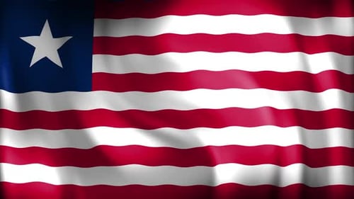 Animated Flag of Liberia Waving Loop Background