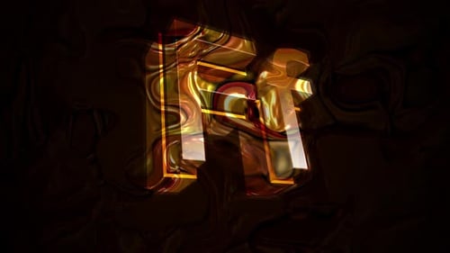 Rotating 3D Gold Letter F with Abstract Fluid Background