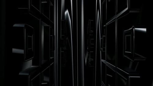 Sleek Black 3D Geometric Tunnel Loop Background
