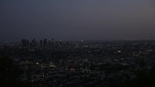Downtown Los Angeles sunset time lapse with traffic in California USA shot in 4k high resolution