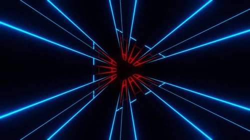 Red And Blue Neon Light In Triangular Frame Background Vj Loop In HD