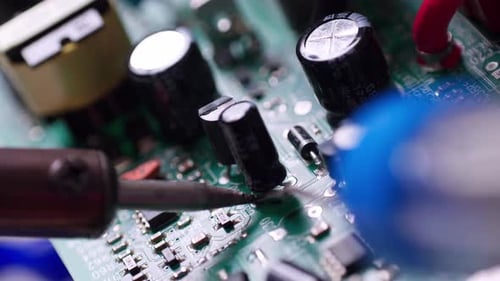 Soldering Iron Repairing Computer Circuit Board Electronics