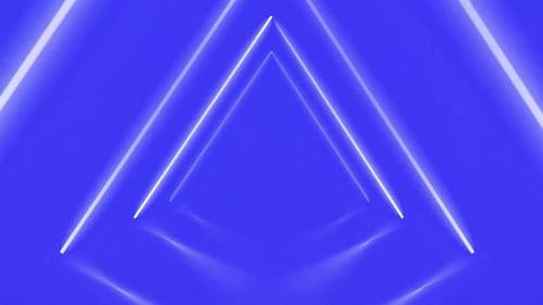 Abstract Neon Blue Triangle Tunnel Loop Background