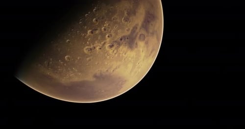 Detaillierte Ansicht des Mars mit Oberflächenmerkmalen und geologischen Formationen