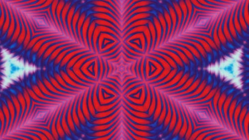 Moving Unique Kaleidoscope Background in the Style of Abstract Art Red Blue White Color in the