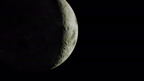 Slow Rotating Moon in Dark Space with Craters