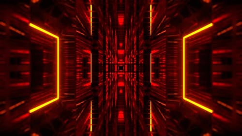 Orange And Red Endless Tunnel Into Digital Background VJ Loop In 4K