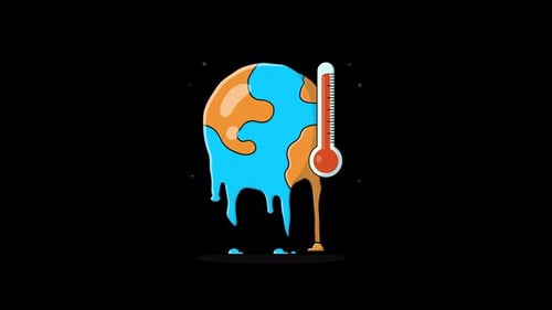 Globo de fusão e termômetro. Vídeo de animação do conceito de aquecimento global - transparente