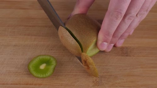 Cut Into Pieces Ripe Green Kiwi