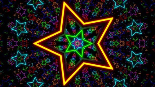 Mehrfarbiger Neonsterne-Tunnel-Hintergrund VJ Loop l 4K