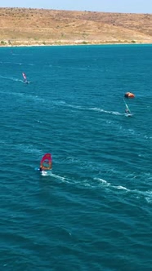 Windsurfers vertical video