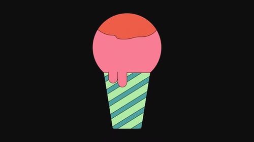 Melting Ice Cream Cone Flat Design Animation