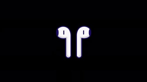 Animated Wireless Earbuds Icon Shaking on Black