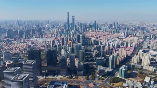 Aerial Shanghai City in Asia